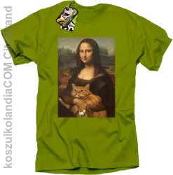 Mona Lisa z kotem - koszulka męska kiwi 