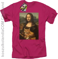 Mona Lisa z kotem - koszulka męska fuchsia 