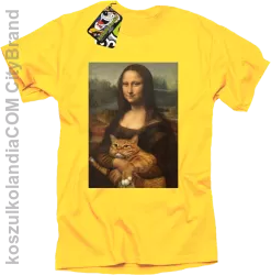 Mona Lisa z kotem - koszulka męska żółta 