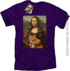 Mona Lisa z kotem - koszulka męska fioletowa 