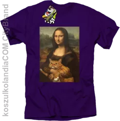 Mona Lisa z kotem - koszulka męska fioletowa 