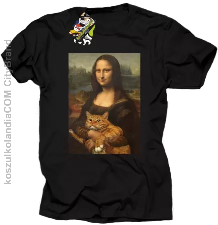 Mona Lisa z kotem - koszulka męska 