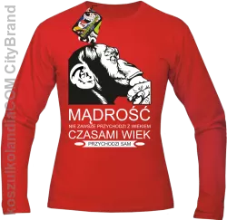 Mądrość nie zawsze przychodzi z wiekiem czasami wiek przychodzi sam - Longsleeve męski czerwony 