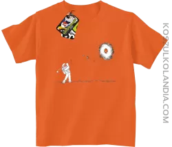 ﻿Astro Golfista na księżycu - koszulka dziecięca pomarańcz 