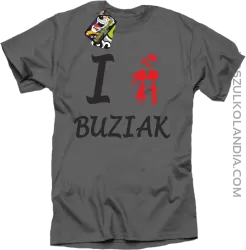 I LOVE Buziak - Koszulka Męska - Szary