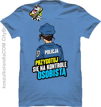 Przygotuj się na kontrolę osobistą POLICJA - koszulka męska błękitna