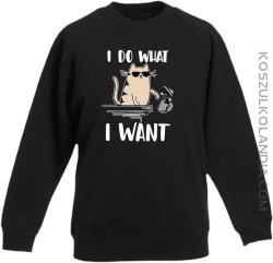 I do what I want Cat with glasses - bluza dziecięca standard bez kaptura czarna