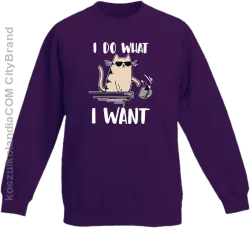 I do what I want Cat with glasses - bluza dziecięca standard bez kaptura fioletowa