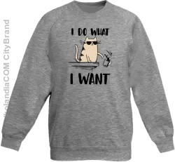 I do what I want Cat with glasses - bluza dziecięca standard bez kaptura melanż 