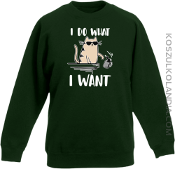 I do what I want Cat with glasses - bluza dziecięca standard bez kaptura butelkowa