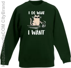 I do what I want Cat with glasses - bluza dziecięca standard bez kaptura butelkowa