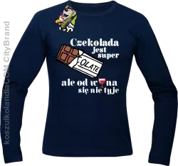 Czekolada jest super ale od wina się nie tyje - Longsleeve męski granatowy 