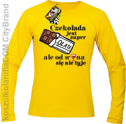 Czekolada jest super ale od wina się nie tyje - Longsleeve męski żółty 