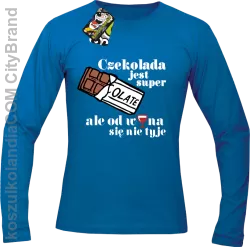 Czekolada jest super ale od wina się nie tyje - Longsleeve męski niebieski 