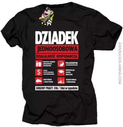 DZIADEK - Jednoosobowa działalność gospodarcza - koszulka męska - Czarny