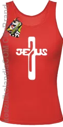 JEZUS w Krzyżu Symbol Vector - Top Damski - Czerwony