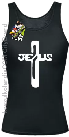 JEZUS w Krzyżu Symbol Vector - Top Damski - Czarny