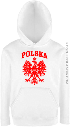 Polska - Bluza dziecięca z kapturem biała 