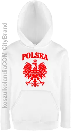 Polska - Bluza dziecięca z kapturem biała 