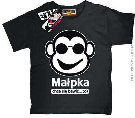 Małpka chce się bawić - zabawna koszulka dla dziecka - czarny