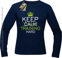 Keep Calm and TRAINING HARD - Longsleeve męski granat