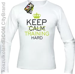 Keep Calm and TRAINING HARD - Longsleeve męski biały 