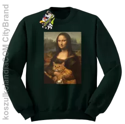 Mona Lisa z kotem - Bluza męska standard bez kaptura butelkowa 