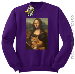 Mona Lisa z kotem - Bluza męska standard bez kaptura fioletowa 
