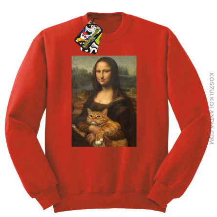 Mona Lisa z kotem - Bluza męska standard bez kaptura czerwona 