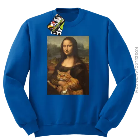Mona Lisa z kotem - Bluza męska standard bez kaptura