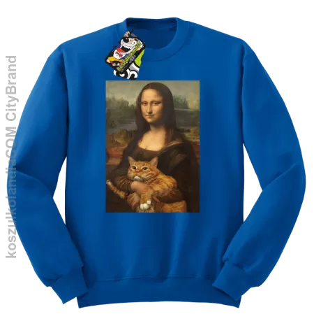 Mona Lisa z kotem - Bluza męska standard bez kaptura