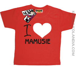 I love Mamusie - dziecięca koszulka z nadrukiem - czerwony