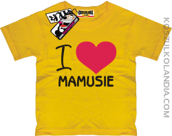 I love Mamusie - dziecięca koszulka z nadrukiem - żółty