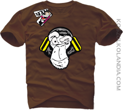 Music Monkey - koszulka męska - brązowy