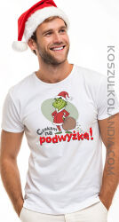 Czekam na podwyżkę ! Grinch Grincz na szczęście pieniążne   - świąteczna koszulka męska