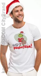 Czekam na podwyżkę ! Grinch Grincz na szczęście pieniążne   - świąteczna koszulka męska