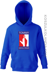 Tommy Middle Finger - Bluza dziecięca z kapturem niebieska 