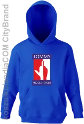 Tommy Middle Finger - Bluza dziecięca z kapturem niebieska 