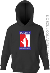 Tommy Middle Finger - Bluza dziecięca z kapturem czarna 