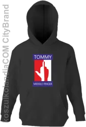 Tommy Middle Finger - Bluza dziecięca z kapturem czarna 