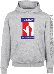 Tommy Middle Finger - Bluza dziecięca z kapturem melanż 