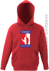 Tommy Middle Finger - Bluza dziecięca z kapturem czerwona 
