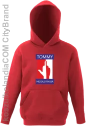 Tommy Middle Finger - Bluza dziecięca z kapturem czerwona 