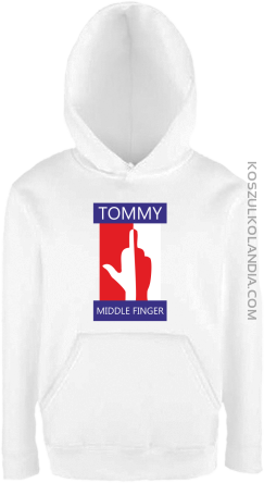Tommy Middle Finger - Bluza dziecięca z kapturem biała 