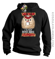 Sarcasm is my natural defence against stupidity - bluza męska z kapturem czarny