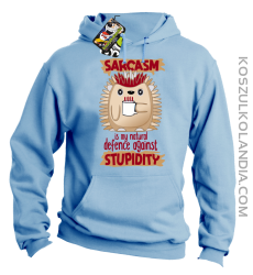 Sarcasm is my natural defence against stupidity - bluza męska z kapturem błęitny