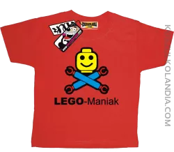 Lego Maniak - niepowtarzalna koszulka dziecięca - czerwony