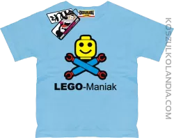 Lego Maniak - niepowtarzalna koszulka dziecięca - błękitny