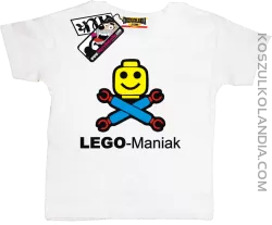 Lego Maniak - niepowtarzalna koszulka dziecięca - biały