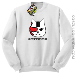 KOTOCOP - Bluza z kapturem biała 